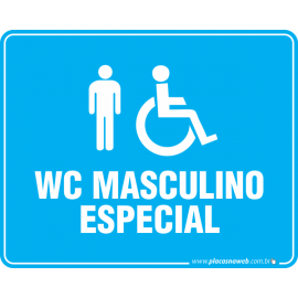 Placa Acessibilidade WC Masculino e Cadeirante Especial