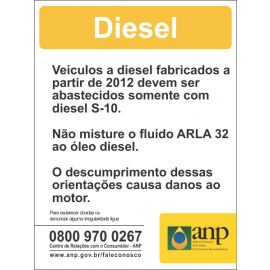 Adesivo Obrigatório ANP Diesel
