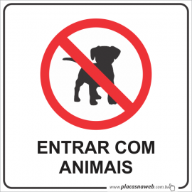 Adesivo Proibido Entrar Com Animais com Legenda
